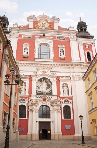 Main entrance of church in Poznan - visit to Poland